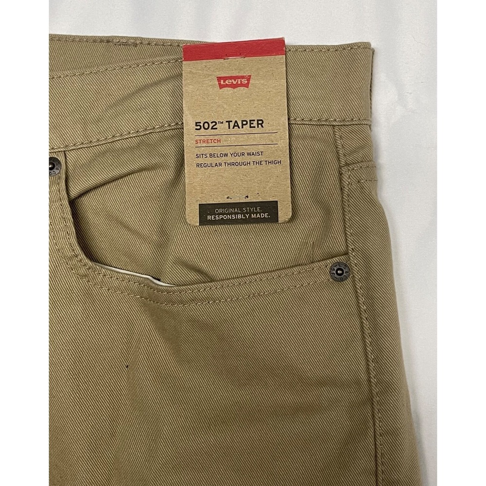 LEVIS 502 JEANS MENS 38 X 32 TAN 502 TAPER STRETCH 99% COTTON - Picture 6 of 14